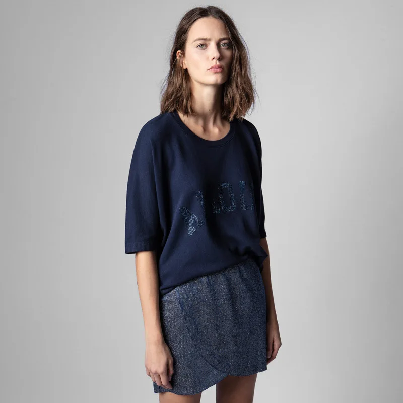 

Женская свободная футболка с круглым вырезом и коротким рукавом