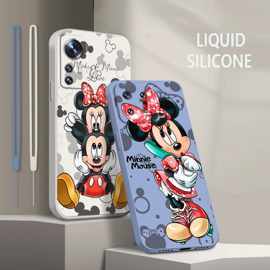 

Minnie Mickey Mouse Pink For Xiaomi Mi 13 12 12T 11 11T 10 10T 9 9SE Lite Pro Ultra A3 Liquid Rope Shockproof Phone Case Fundas