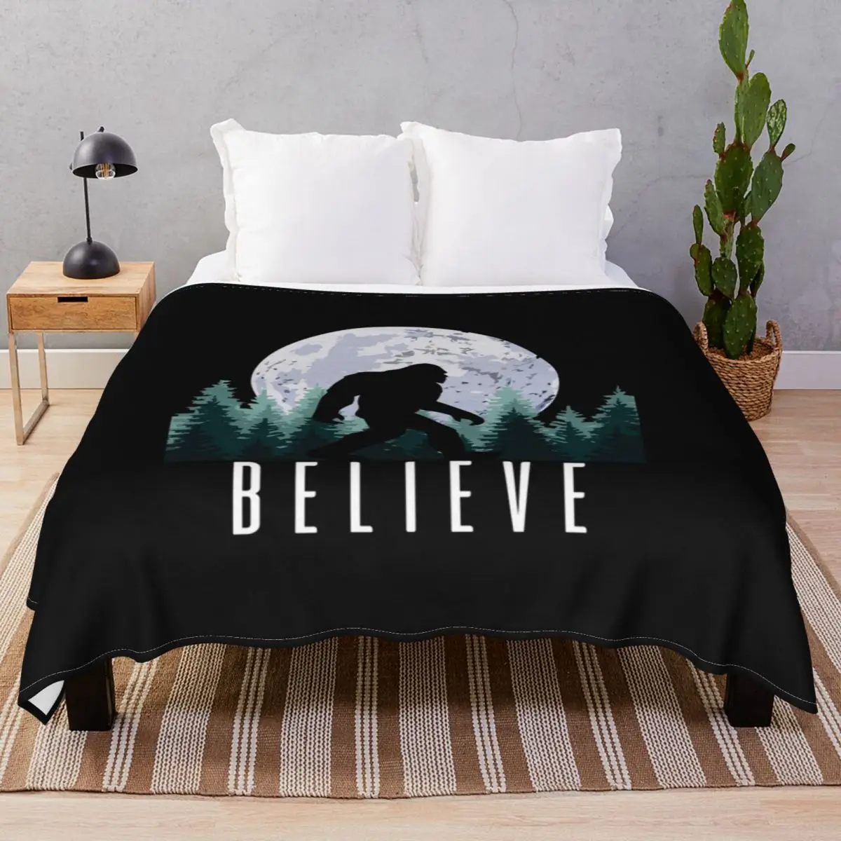 Bigfoot Believe Sasquatch Blankets Flannel Autumn/Winter Ultra-Soft Throw Blanket for Bedding Sofa Camp Cinema