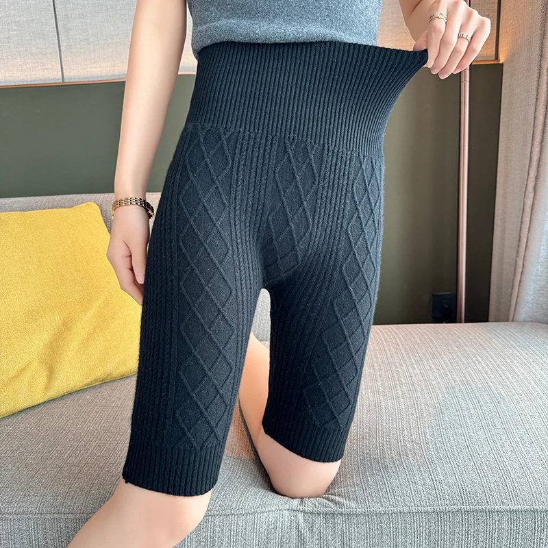 Трикотажные спортивные брюки с завышенной талией 100% кашемир