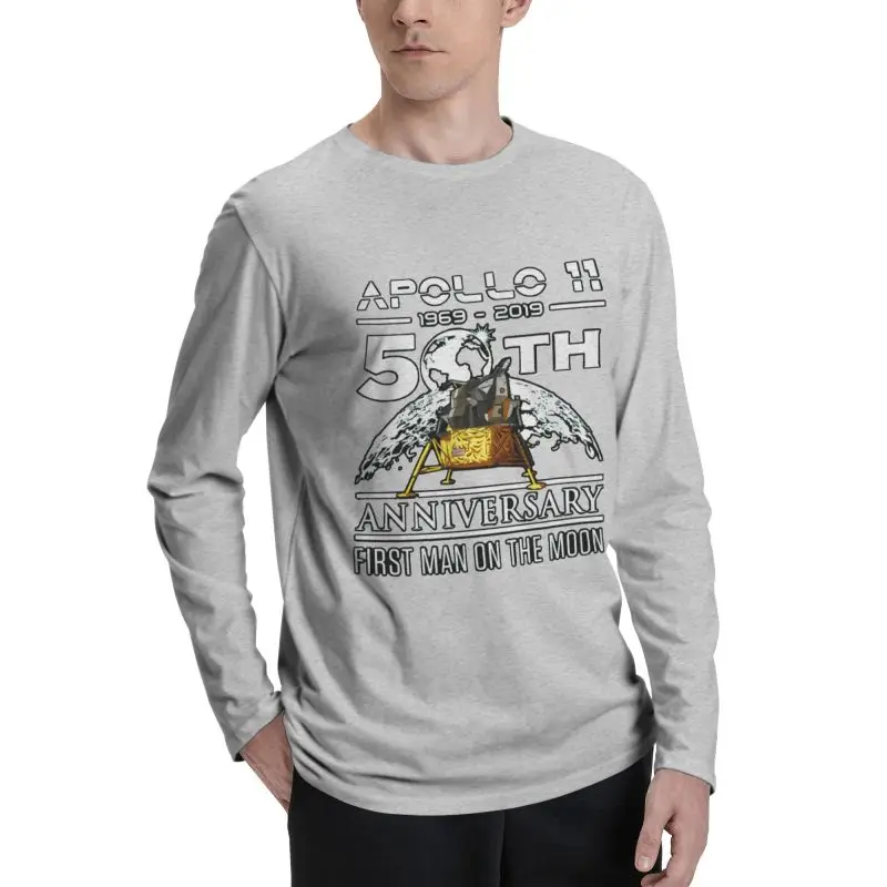 Футболка с длинным рукавом и лунным ландером США на годовщину 50-летия Аполлон 11