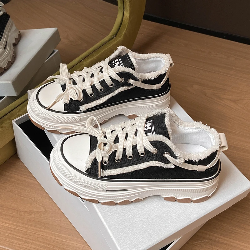 Кеды женские холщовые низкая подошва кроссовки на платформе Вулканизированная