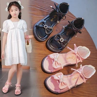 pink kids little girls sandals bow soft princess sandals lightweight shining print baby shoes comfortable summer beach dance
