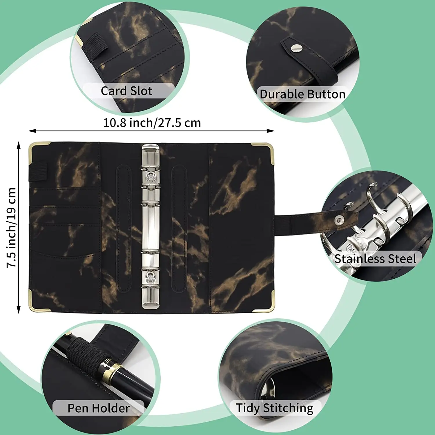 Мраморный Ежедневник формата A6 дневные конверты для наличных многоразовый