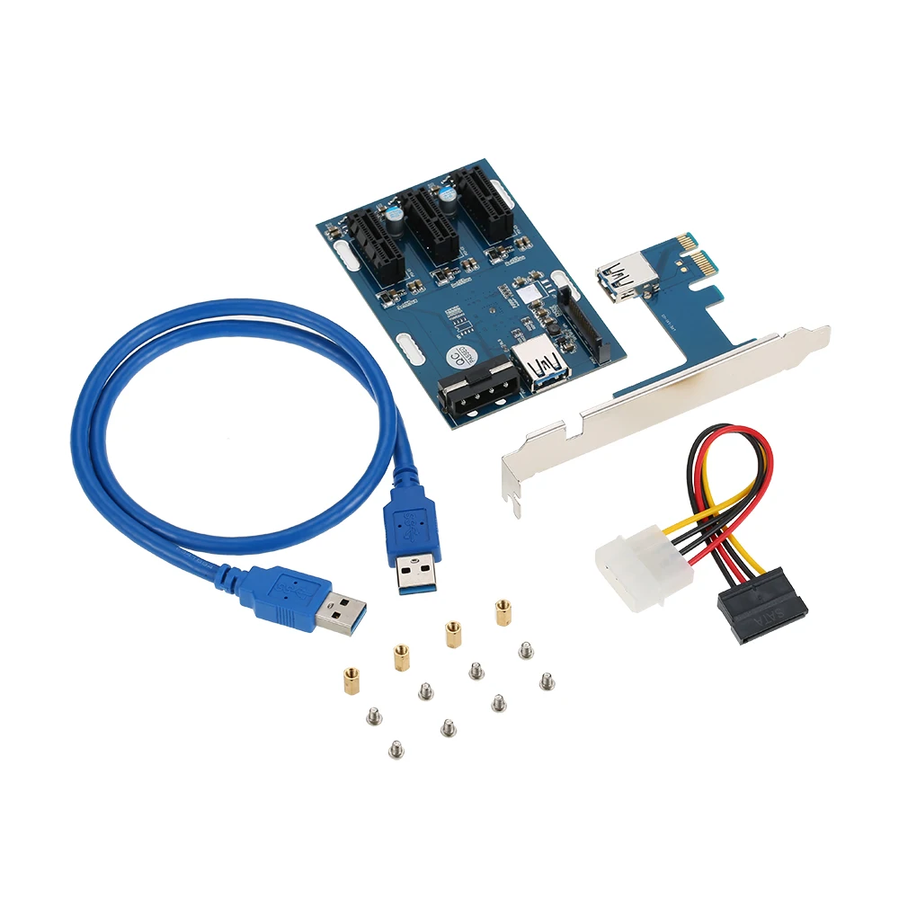 

PCI-E1X Расширенный комплект с 1 на 3 портами, переключатель, усилитель, карта hubluetooth с кабелем USB 3,0, модули Pcie для майнинга, простая установка
