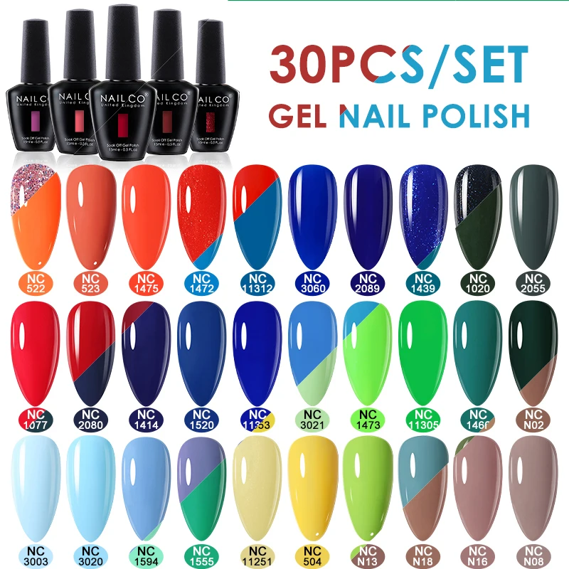 

NAILCO 15ml 30pcs/Set UV Gel Nail Polish Semi Permanent Esmalte Lakiery Hybrydowe Vernis Gel Varnish Soak Off Nails Art Manicure