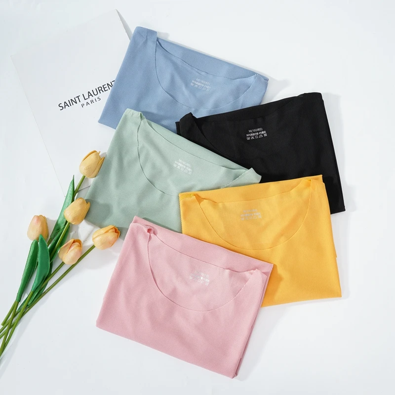 Female Home Clothes 2 Pcs Set Summer Loose Nightwear Suit Casual Homewear Solid Pajama Set for Women Pajamas Sleepwear Female