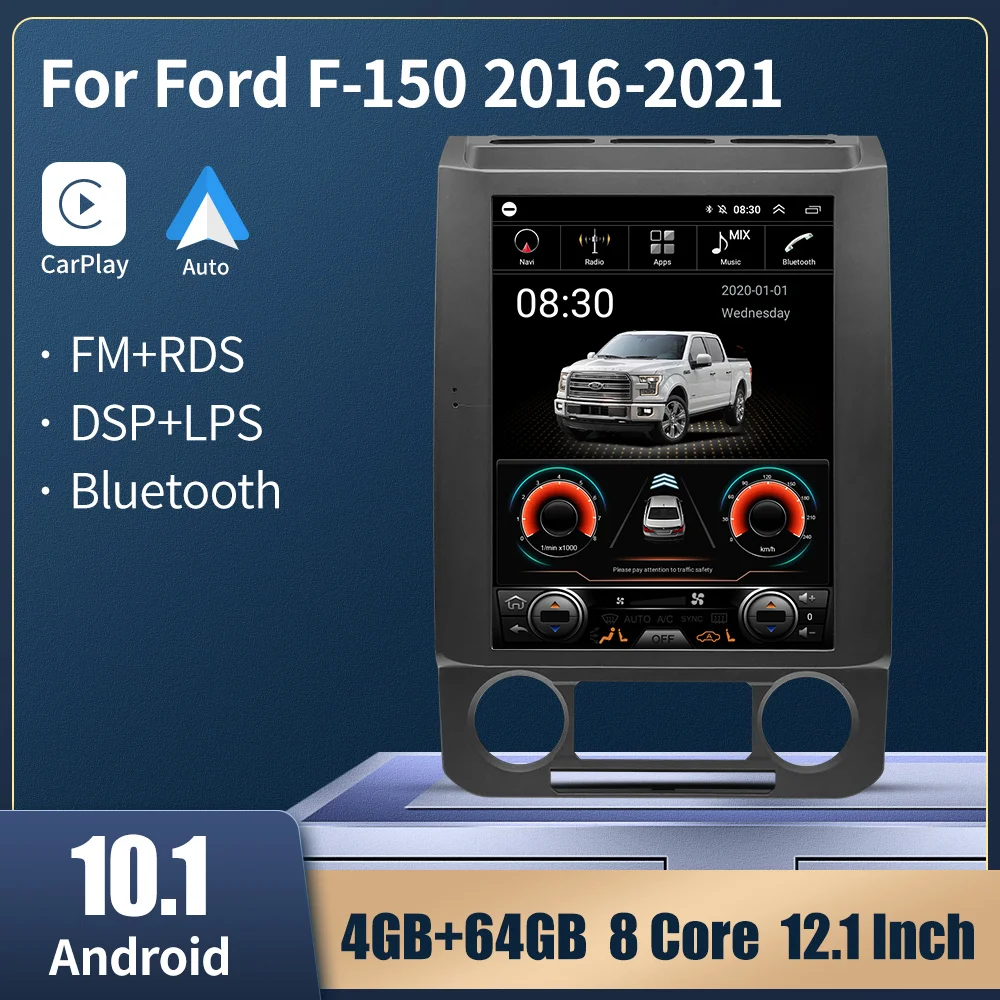 

Car Multimedia Player For Ford Raptor F150 2016-2021 Auto Radio Stereo Tesla Style Vertical Screen GPS Navigation Carplay 12.1"