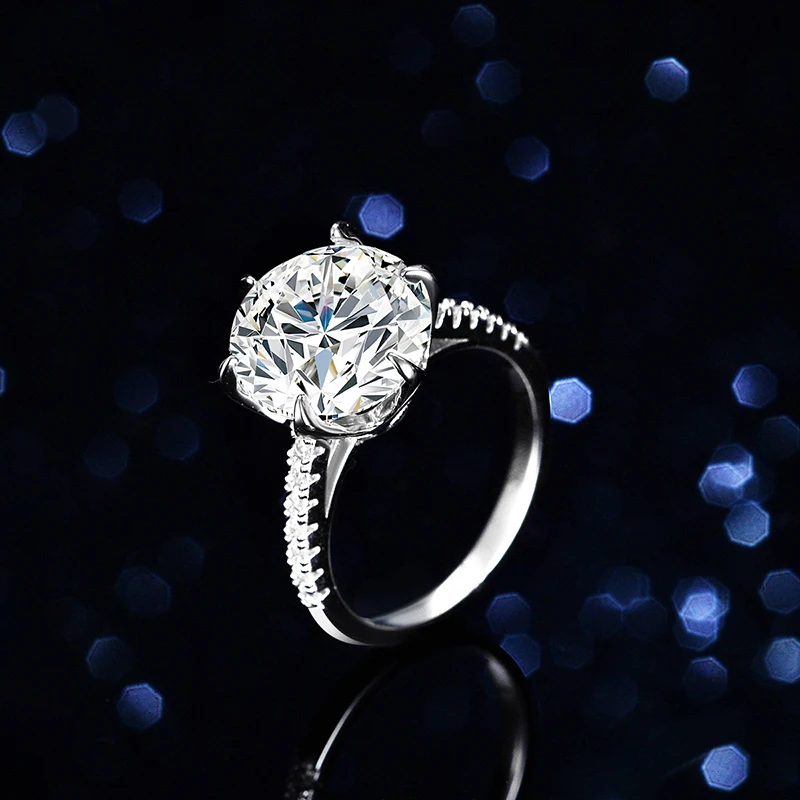 Фото Роскошное классическое обручальное кольцо Yanleyu с 6 когтями, цвет 5CT D, рандомное Женское Обручальное Платиновое ювелирное изделие PT950 №3