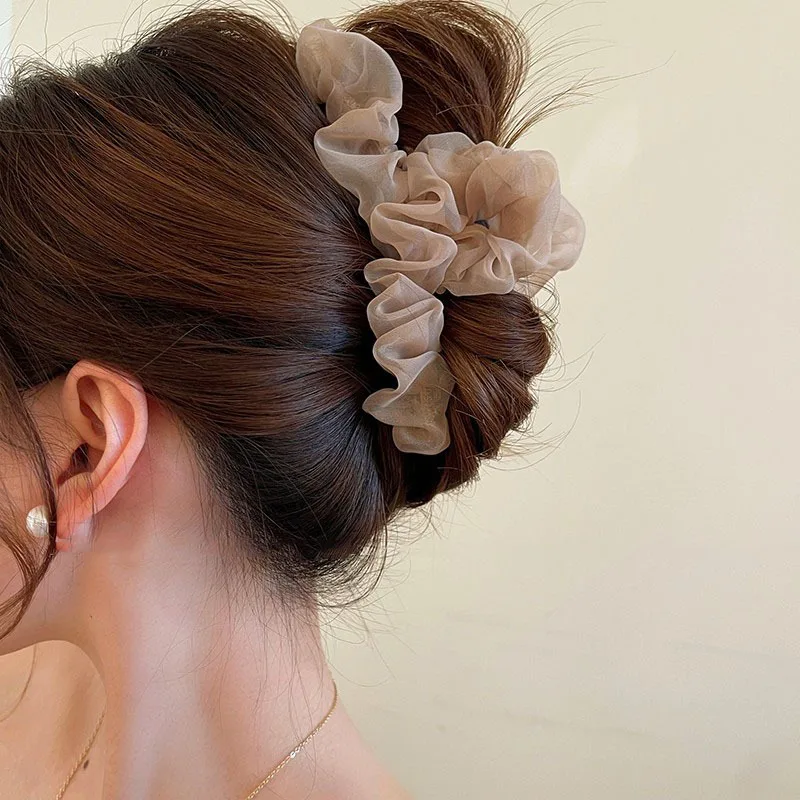 

Summer Mesh Hairpin Elegant Curly Hair Clip Large Shark Clip High-end Feel