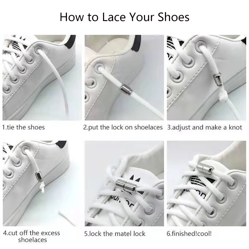 1Pair No Tie Shoelaces  Semicircle  Elastic Shoe Laces For Kids and Adult Sneakers Shoelace Quick Lazy Laces Shoe Strings