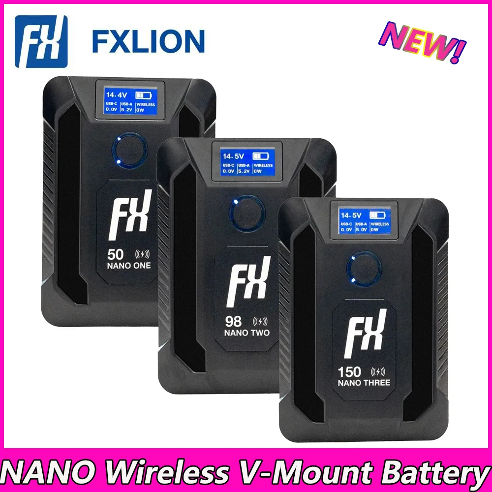Беспроводная аккумуляторная батарея с V-образным креплением FXlion NANO с выходом зарядки 14,8 в, портативный внешний аккумулятор для телефона с выходом USB-C 50/98/Вт/ч