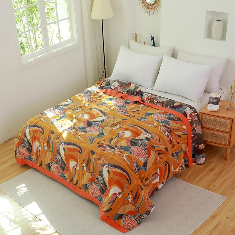Cover Throw Blanket Nordic Boho Home Hotel Bedspread Multilayer Gauze Comfortable Travel Sleep
