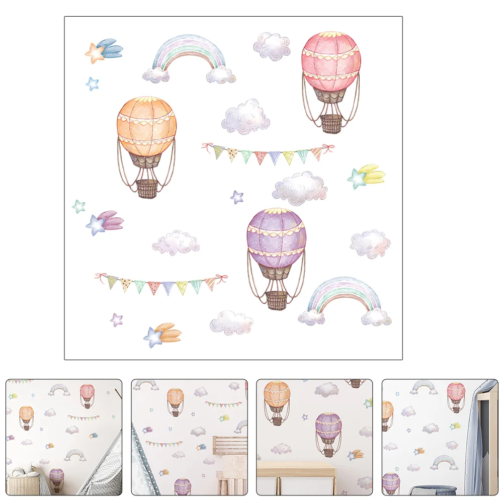 

1 Set Cartoon Wall Decal Hot Air Balloon Wallpaper Removable Wallpaper Wall Sticker