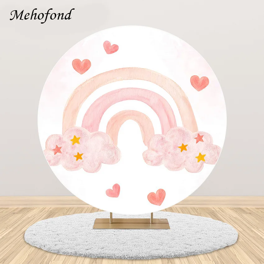 

Фон для фотосъемки Mehofond богемный Радужный Бохо розовый облако девушка день Рождения Эластичный чехол круглый декор фон для фотостудии