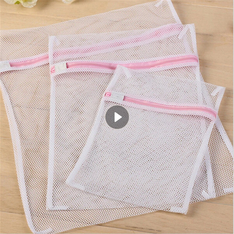 

3size Zippered Mesh Laundry Wash Bags Protection Net Foldable Thicken Delicates Lingerie Underwear Washing Machine Clothes