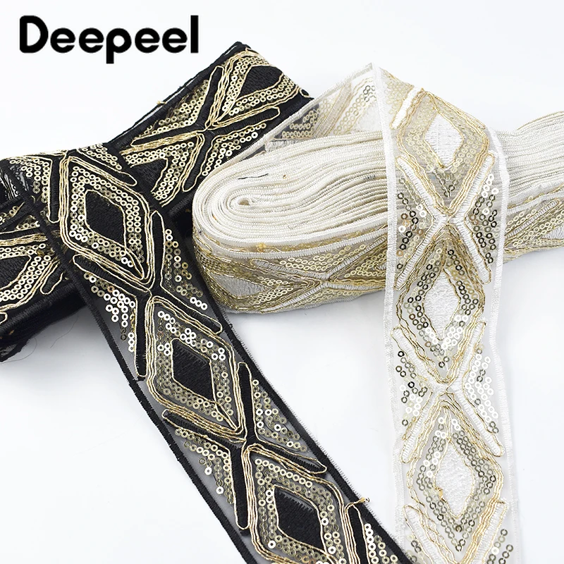 2/5 метров Deepeel 48 мм кружевная ткань в этническом стиле лента с блестками сетчатая