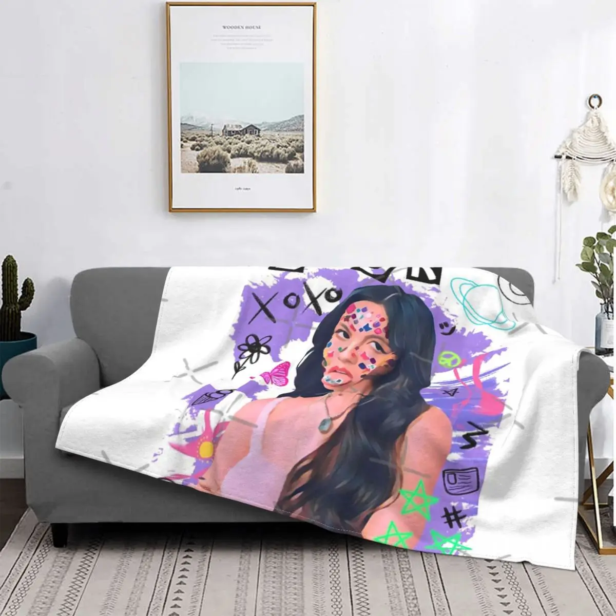 

Colcha de muselina a cuadros para cama de Winter, manta de lana, 135