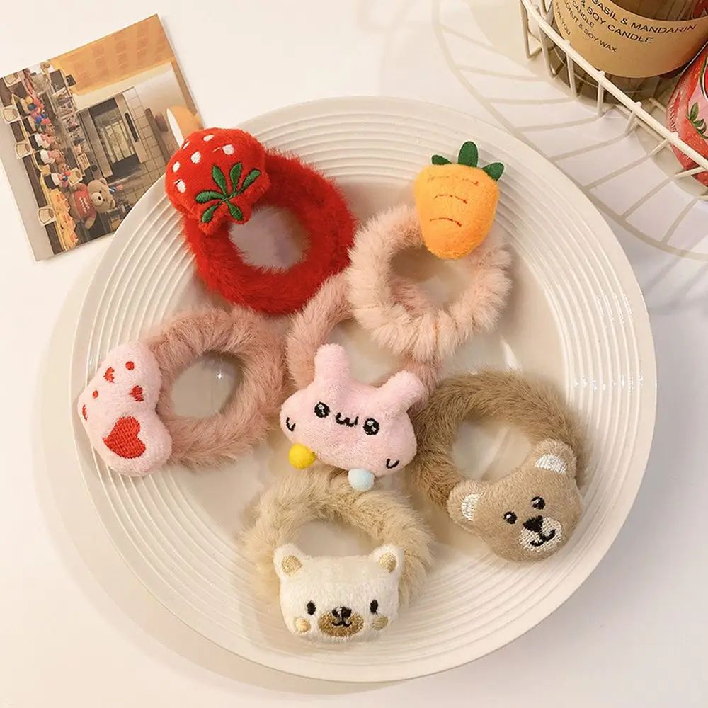 

Cute Autumn Plush Cat Bear Kids Sweet Headwear Rabbit Scrunchies Animal Hair Circle Fruit Hair Rope