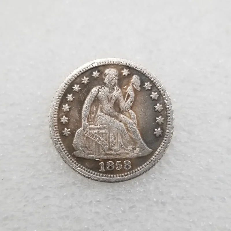 

American 1858 S Version One Dime Brass Silver-plated Commemorative Collectible Coin Gift Lucky Challenge Coin