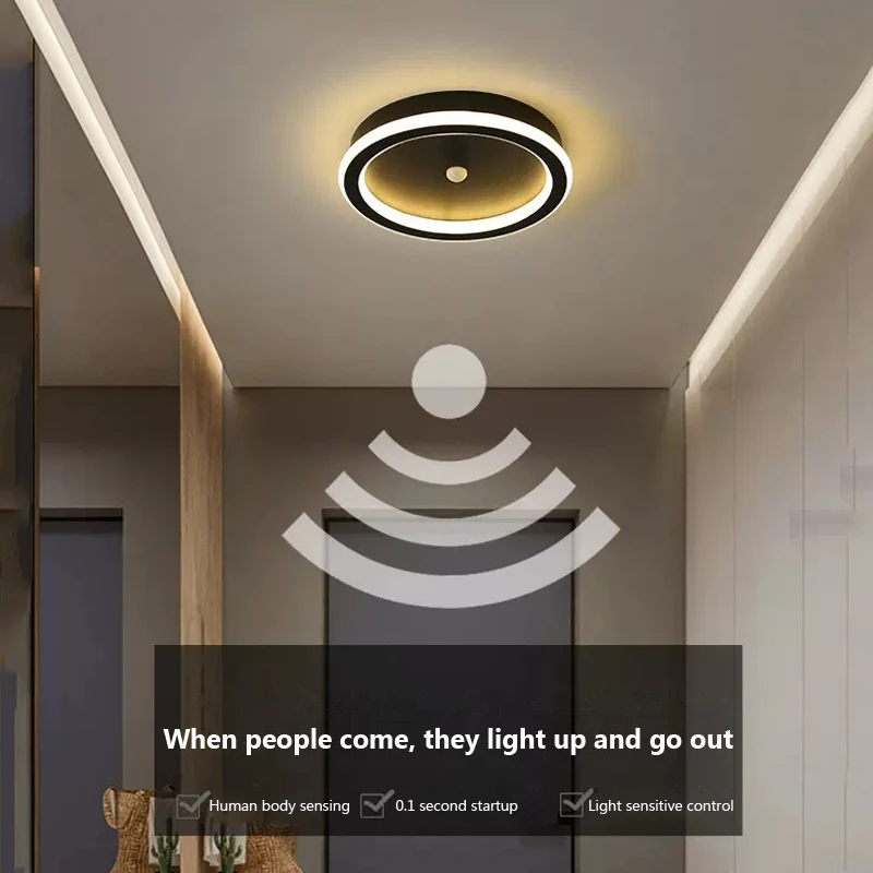 

Nordic Modern Human Body Sensor Ceiling Lamp Livingroom Diningroom Loft Kitchen Bedroom Bedside Bar Study Home Decor LED Light