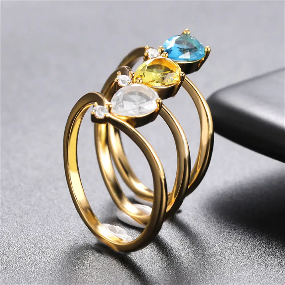 Love Birthstone Ring Women's Female Purple Green Pink Blue Crystal Fire Opal Multicolor Stone Rainbow Zircon Thin Wedding Rings |
