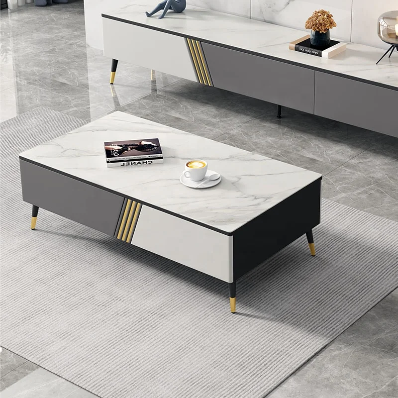 

Современный роскошный шиферный кофейный столик, домашний шкаф для хранения с ящиками