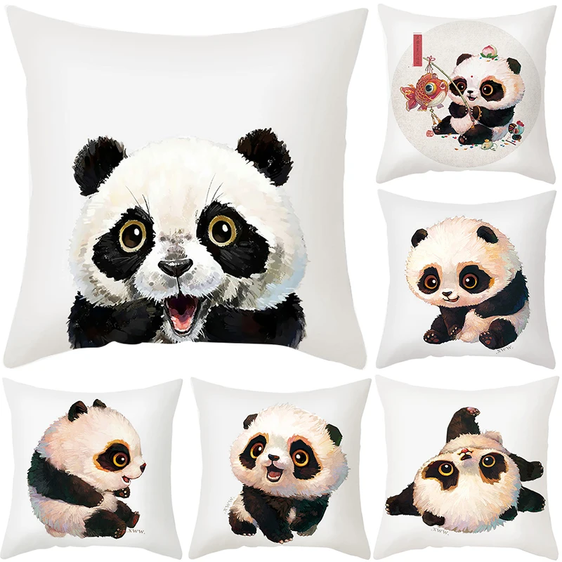 

Наволочка с мультяшным рисунком панды, наволочка для подушки со скрытой молнией, 45*45 см, моющаяся наволочка для домашнего декора дивана