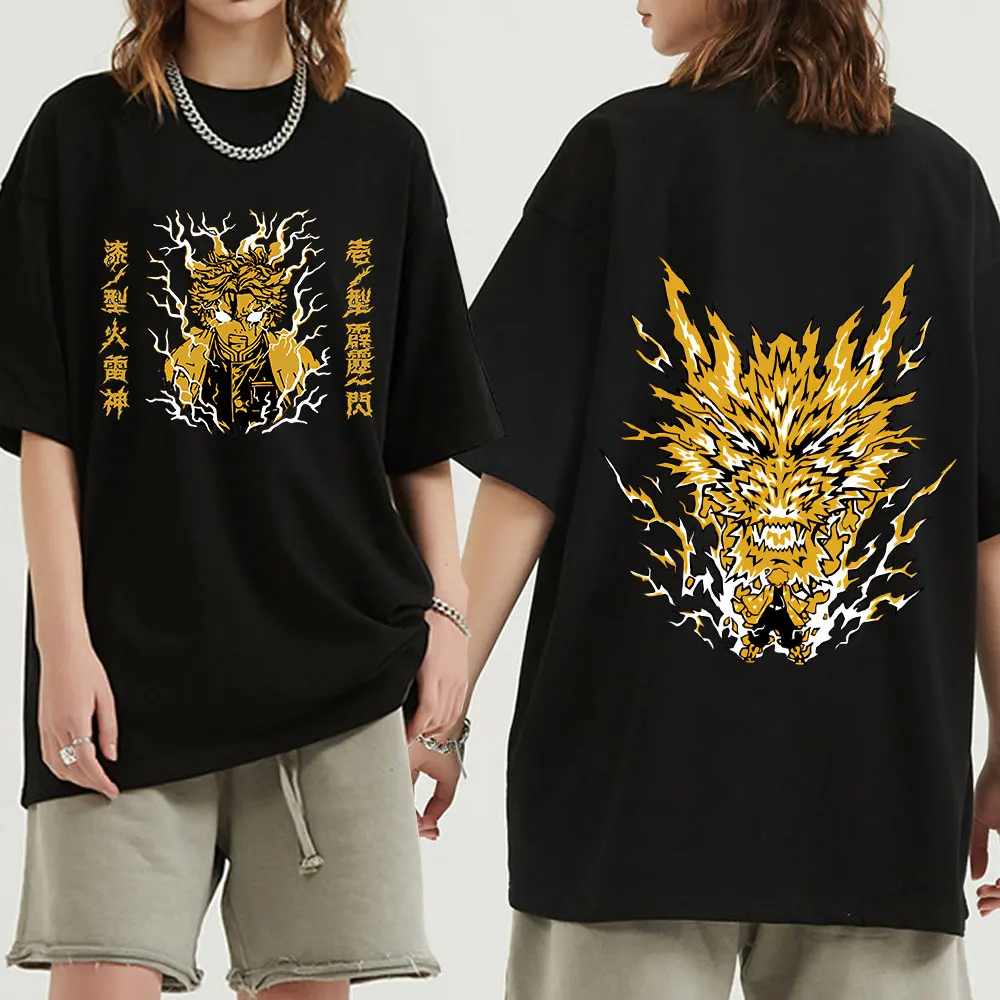 

Anime Demon Slayer T Shirt Manga Kimetsu No Yaiba Zenitsu Agatsuma Graphic Short Sleeve T-shirts Casual Cotton Oversized T-shirt