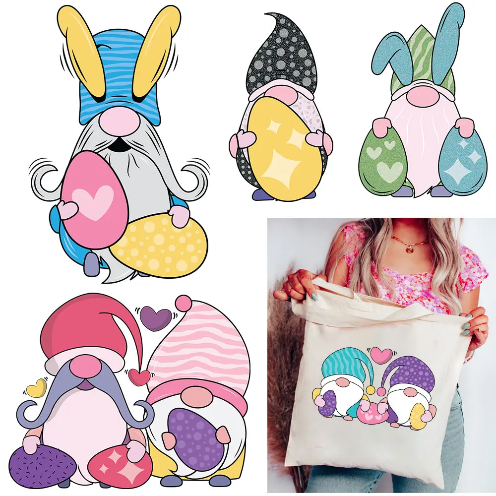 

Hello Spring Iron On Heat Transfer DIY Women T-shirt Clothing Pink Easter Love Patches Washable Accessory Sticker On Clothes Set