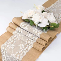 wedding jute table runner burlap lace hessian table runners for christmas festival party restaurant table decoration