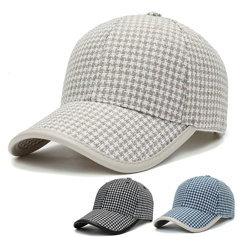

New Fashion Baseball Caps All-match Houndstooth Caps Autumn Outdoor Warm Wholesale Hat Men Usa Cute Trucker Trump Baseball Hat