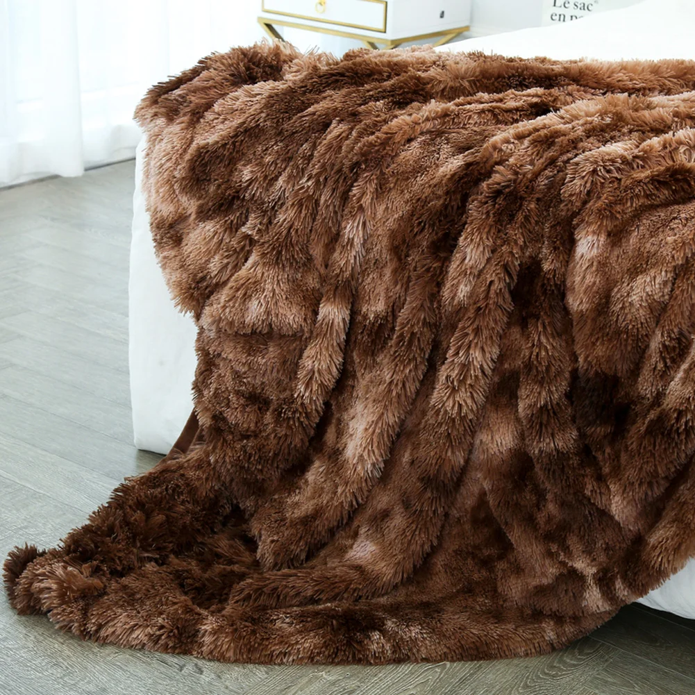 

Gradient Color Faux Throw Blanket Fur Microfiber Cozy Super Soft Plush Chic Bed Blanket Warm 160cm X 200cm/130x160cm