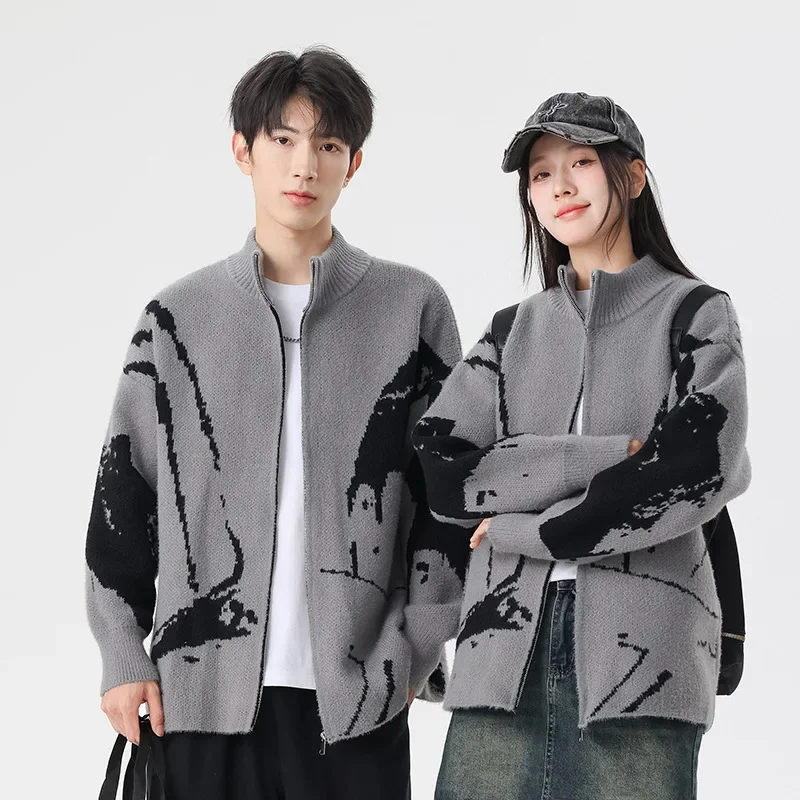 Высококачественный свитер-кардиган с градиентной вышивкой для парикмахера