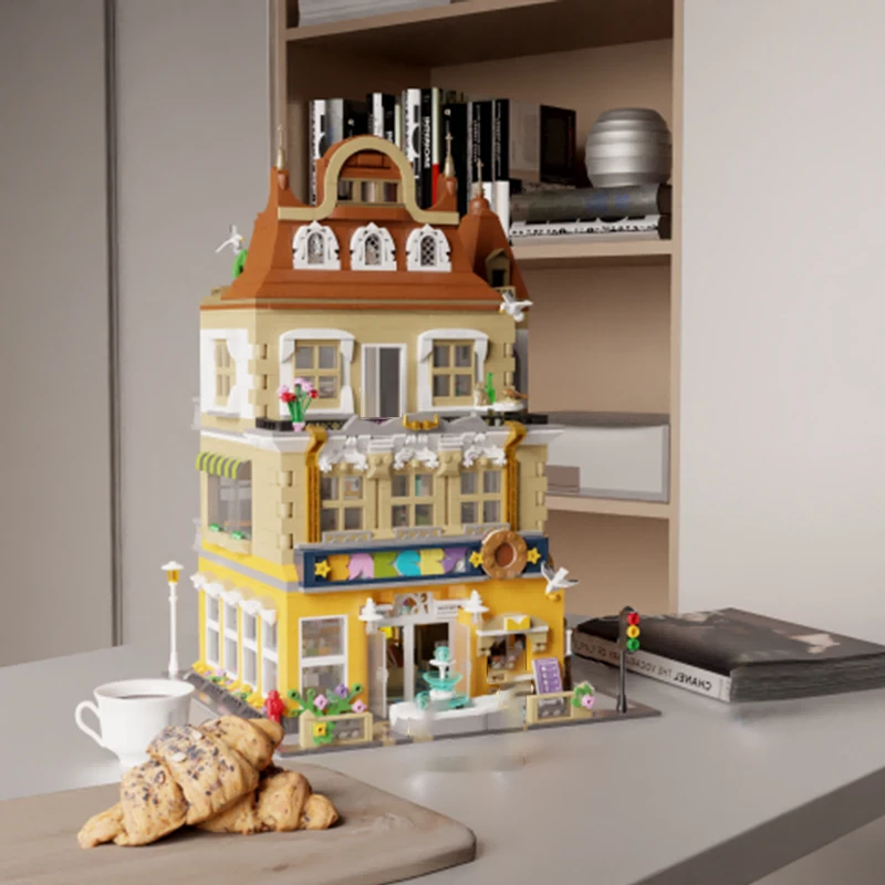 

Креативный эксперт MOC Европейская Архитектура пекарни модель 3000 шт. Модульные строительные блоки кирпичи игрушки для детей подарочный набо...