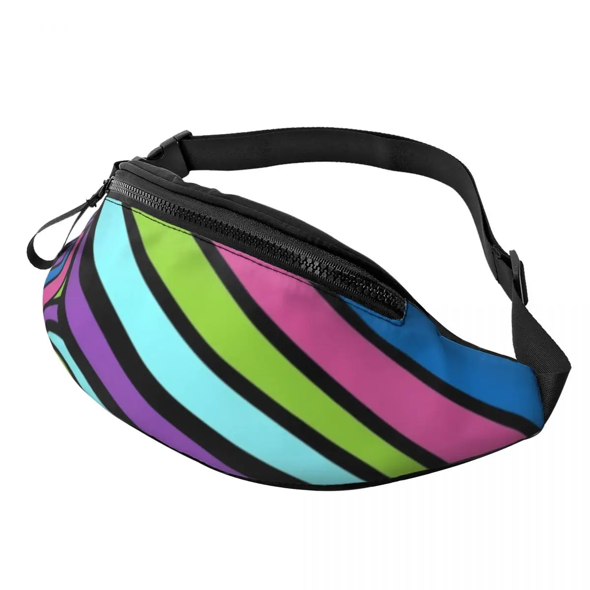 

Retro Geometric 60S 70S Waist Bag Psychedelic Art Pattern Polyester Waist Pack Fishing Men Bag