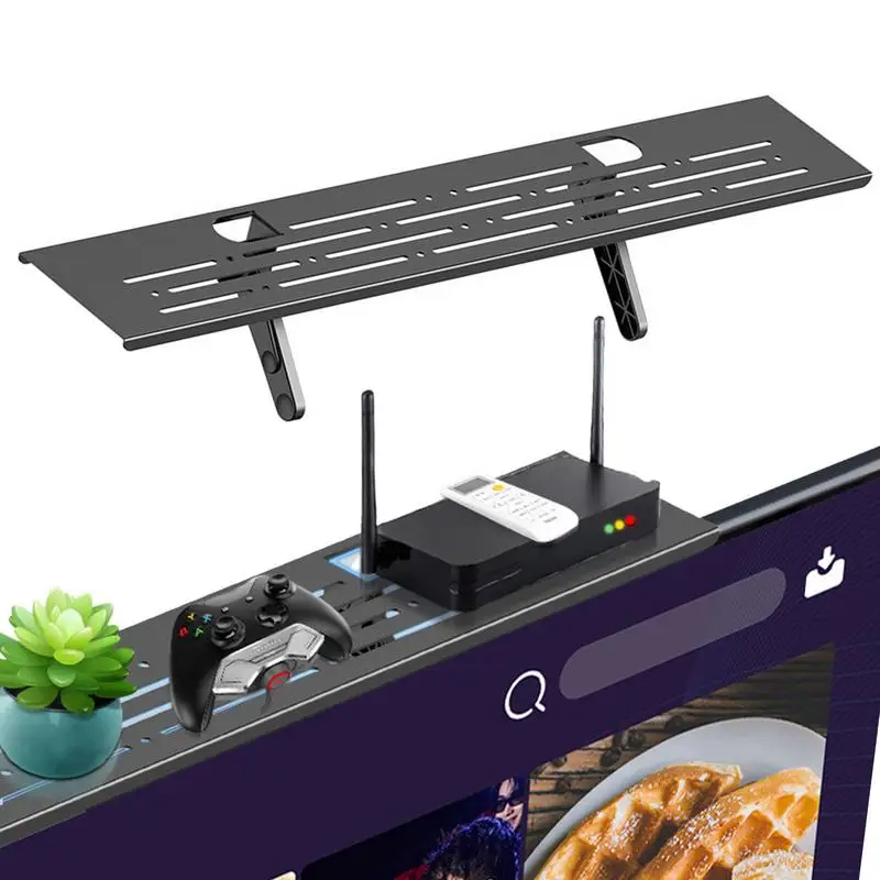 Adjustable Monitor Top Shelf Storage Holder For Media Boxes,