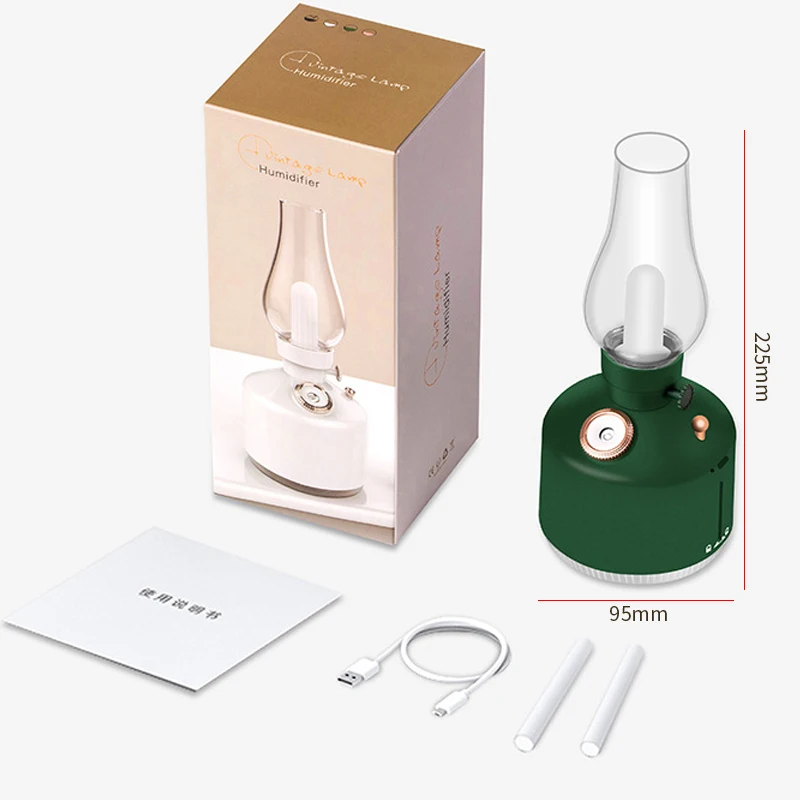 Мини-увлажнитель воздуха Mini USB 280 мл Ароматическое устройство для распыления Ретро настольная лампа Детская спальня Очиститель Атомизатор Настольный свет.