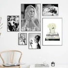 Brigitte Французский модный постер холст художественные принты, черно-белая модель фото винтажная картина художественная живопись Настенный декор