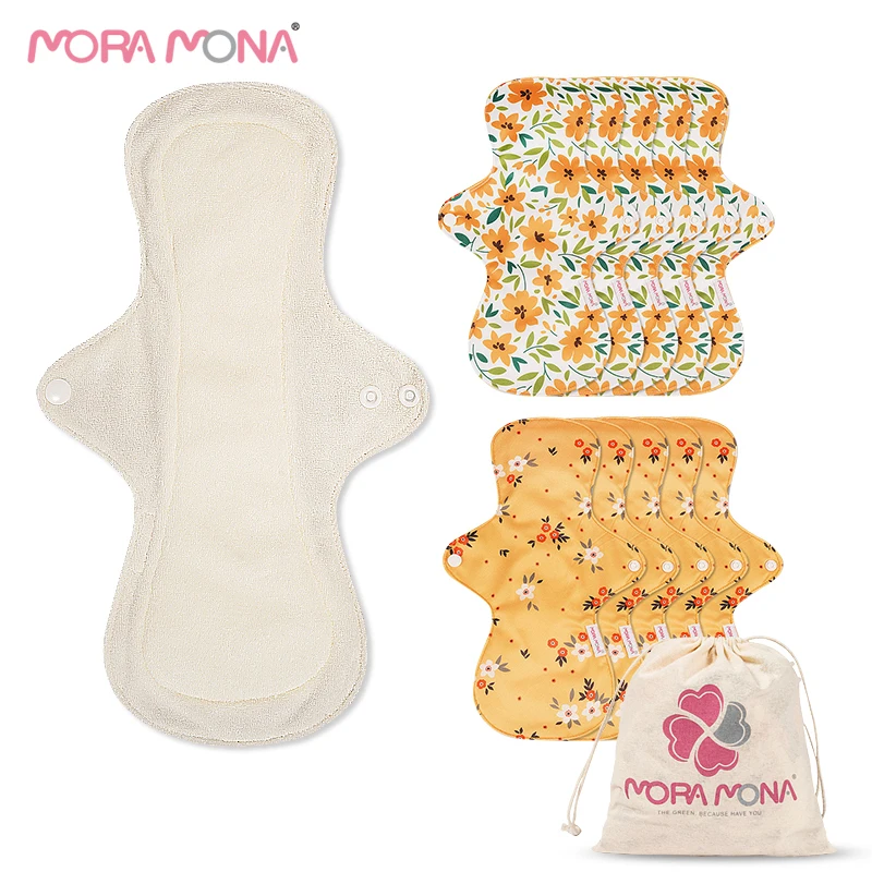 

Mora Mona 5/10Pcs Reusable Pads Bamboo Fiber Pads Sanitary Pads Washable Panty Liner Mama Maternity Menstrual Microfiber Pads