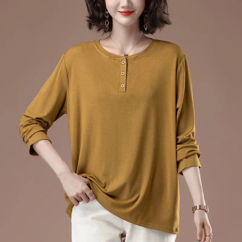 

Women Clothings for Middle Age Women Loose Women Tops with Over size O-neck Big Size Women Shirts for Autumn & Winter