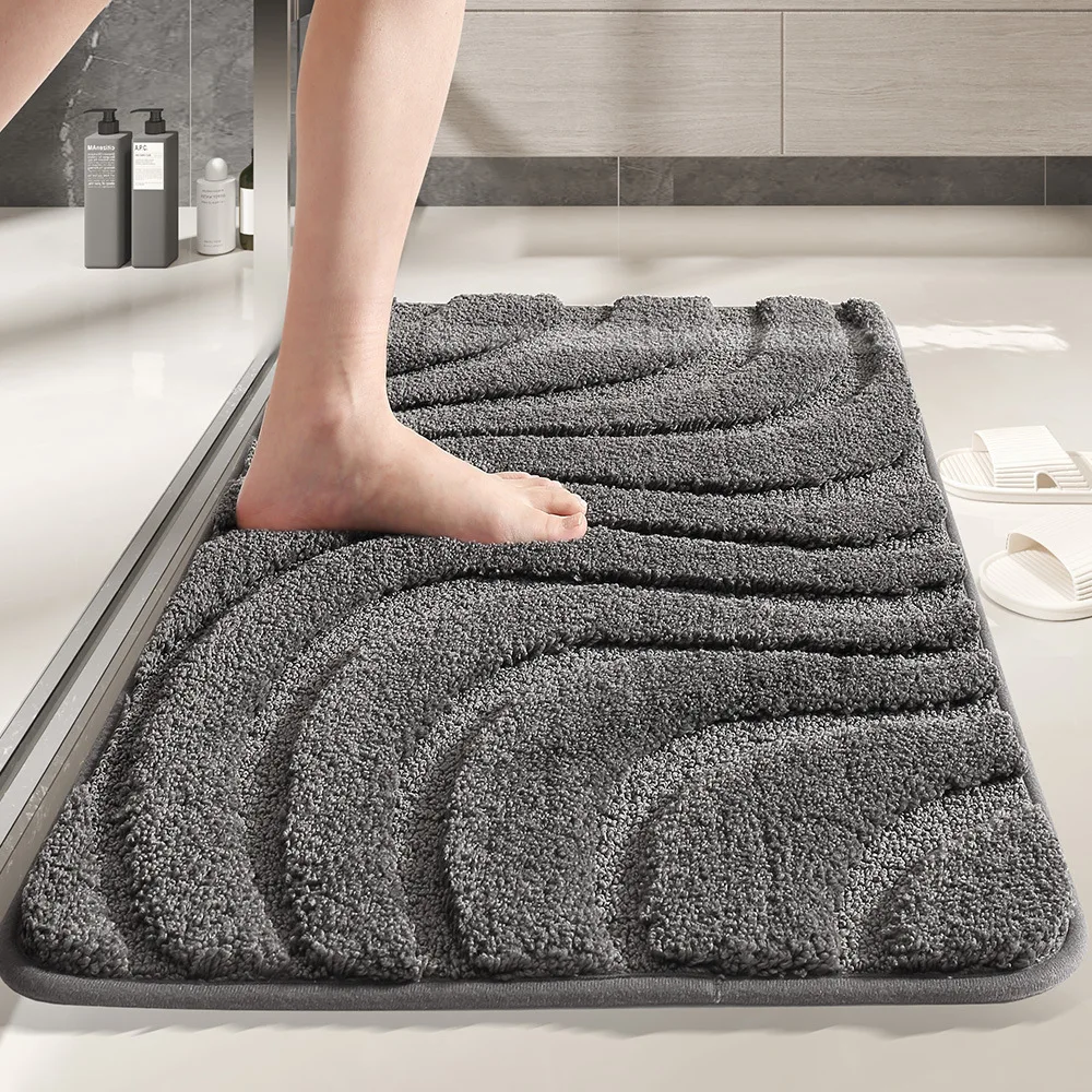 

Bathroom Plush Floor Mats Household Bathroom Door Absorbent Mats Thickened Quick-drying Floor Mats Restroom Non-slip Carpets