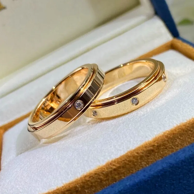 

European hot selling jewelry 925 Sterling Silver rotating ring women's and men's fashion luxury brand couple gift