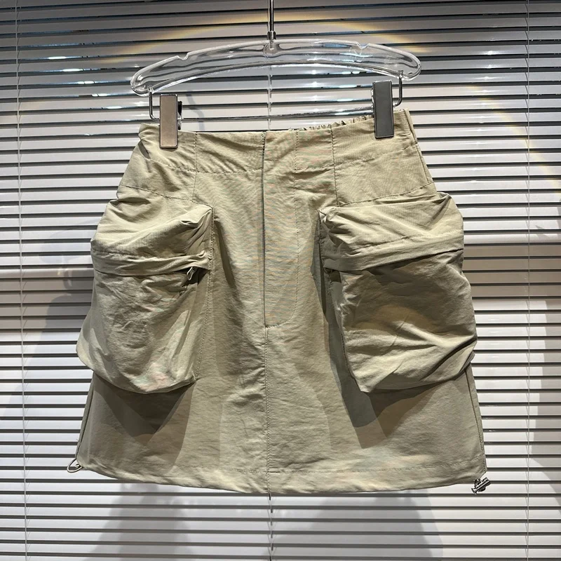 

2023 Summer Large Side Pockets Decorated With Quick-Drying Fabric Cargo Skirt