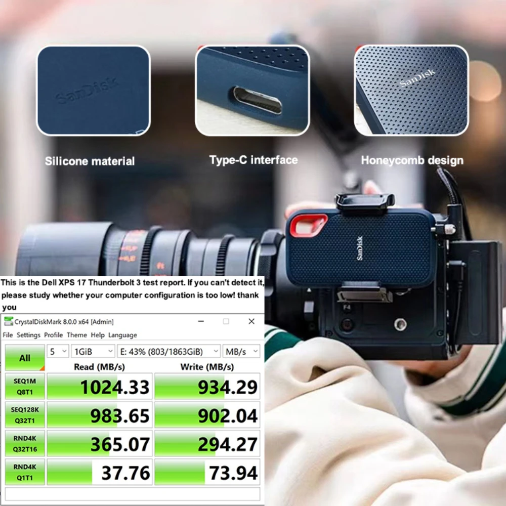 Фото Портативный внешний твердотельный накопитель Extreme E61 SSD V2 USB 3,2 Gen2 Type C/A, накопитель для ПК, жесткого диска, мобильного накопителя №3
