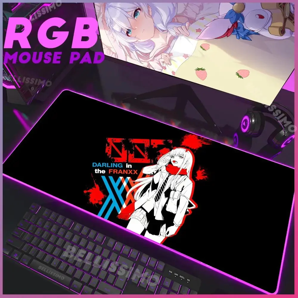 Коврик для мыши с рисунком аниме Zero Two XL RGB большой коврик геймеров d_dear in F_franxx 02