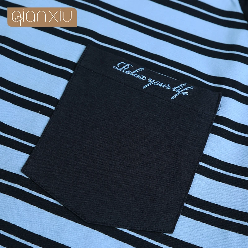 Полосатая мужская пижама мужской полосатый вязаный хлопковый домашний костюм