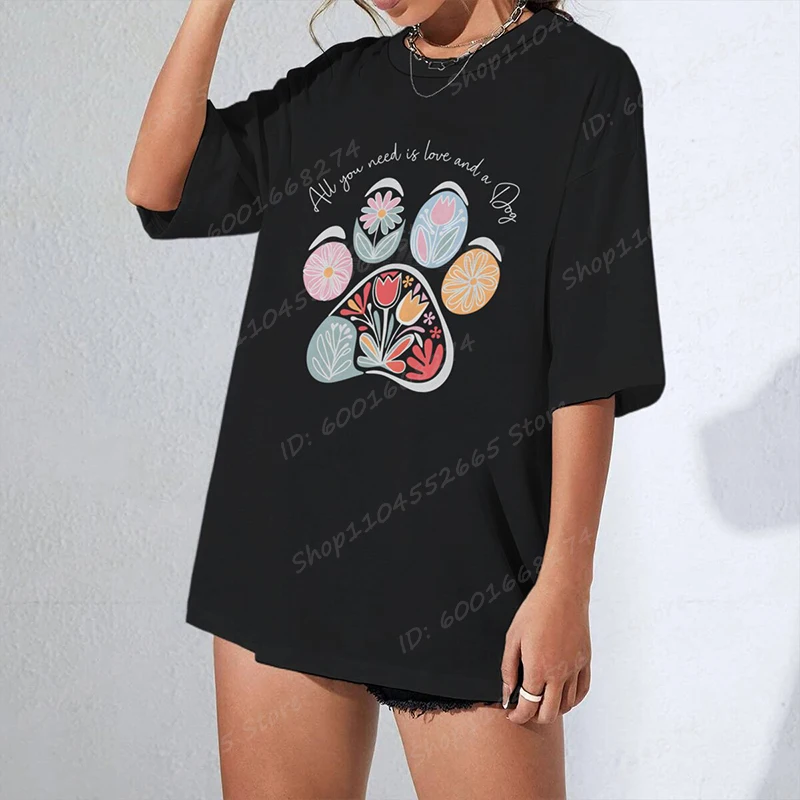Wildflower &amp Dog Paw All You Need Is Love And A Футболка Женская летняя футболка Повседневные топы с
