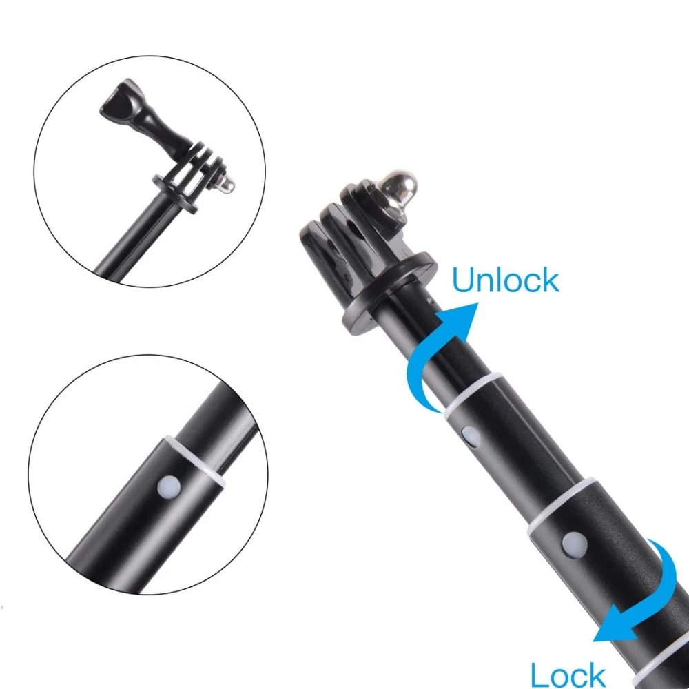 Удлинитель из алюминиевого сплава длиной до 93 см для GoPro Hero 13 12 11 10 9 Insta360 ONE X4 X3