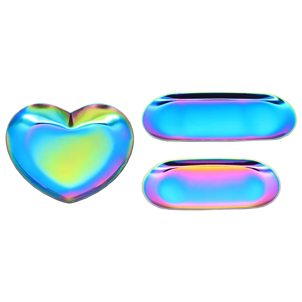 

Tray Plate Jewelry Storagebracelet Earrings Ring Holder Color Metal Bowl Fruit Makecatchall Steel Stainless Engagement Dish